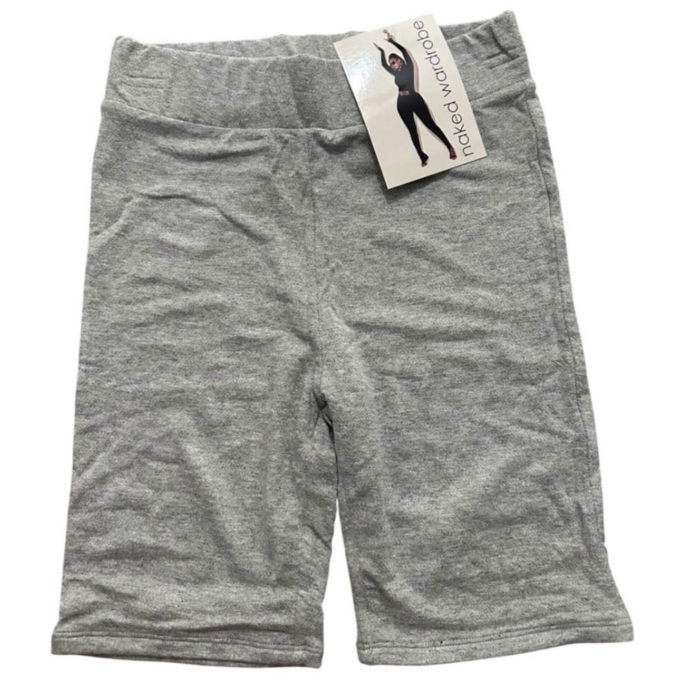 Naked Wardrobe Womens Heather Gray Biker Shorts High Waisted Size Large NEW